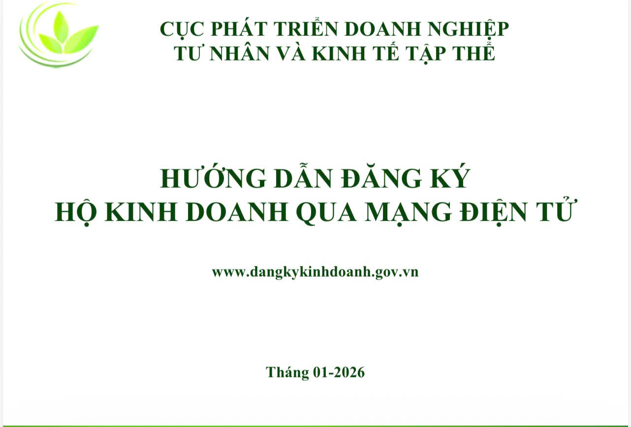 HƯỚNG DẪN ĐĂNG KÝ HỘ KINH DOANH QUA MẠNG ĐIỆN TỬ.